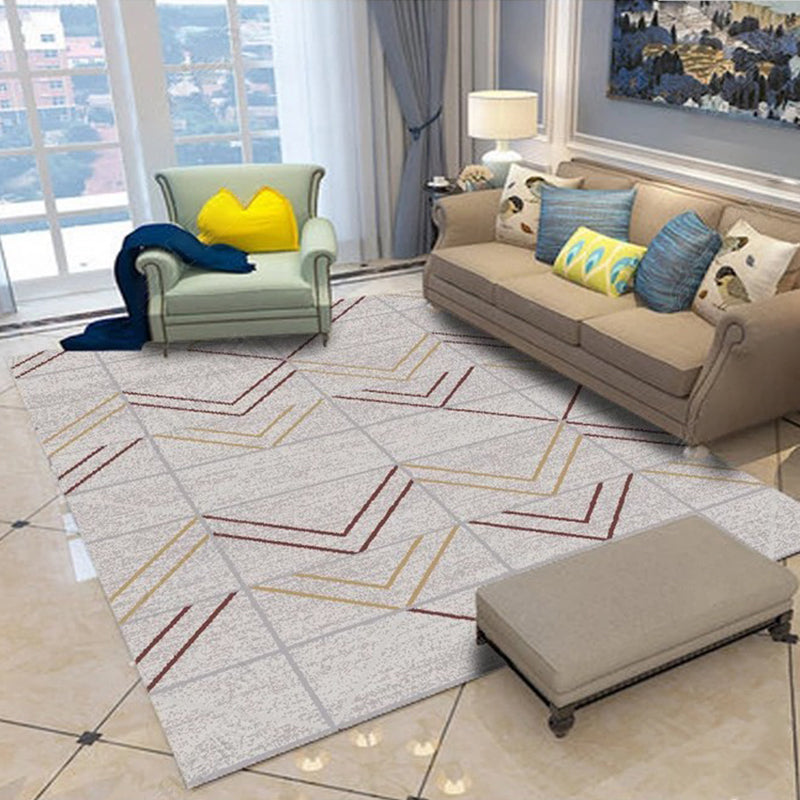Multi Color Nordic Rug Polyster Geo Printed Area Rug Non-Slip Backing Pet Friendly Easy Care Rug for Parlor Gray-Red Clearhalo 'Area Rug' 'Modern' 'Rugs' Rug' 2226342
