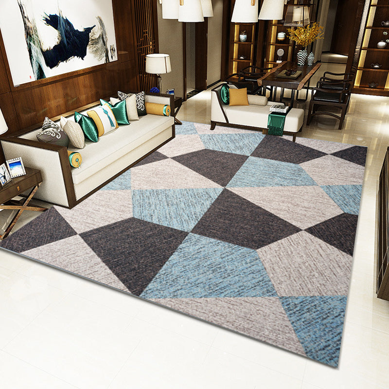 Multi Color Nordic Rug Polyster Geo Printed Area Rug Non-Slip Backing Pet Friendly Easy Care Rug for Parlor Blue-Brown Clearhalo 'Area Rug' 'Modern' 'Rugs' Rug' 2226359