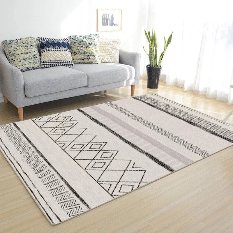 Multi Color Nordic Rug Polyster Geo Printed Area Rug Non-Slip Backing Pet Friendly Easy Care Rug for Parlor Light Gray Clearhalo 'Area Rug' 'Modern' 'Rugs' Rug' 2226360