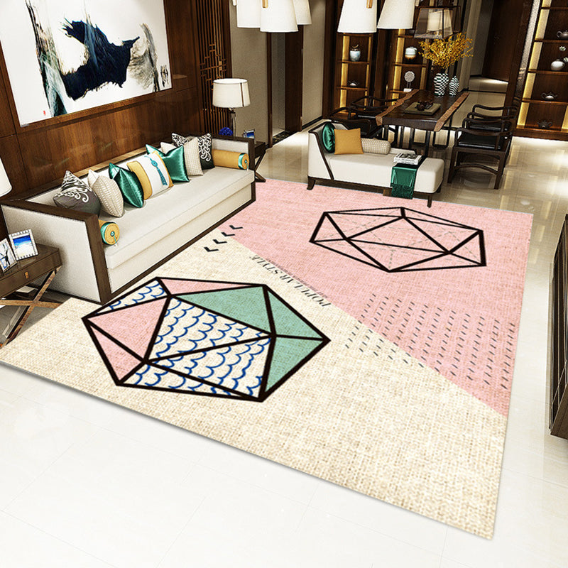 Multi Color Nordic Rug Polyster Geo Printed Area Rug Non-Slip Backing Pet Friendly Easy Care Rug for Parlor Beige-Pink Clearhalo 'Area Rug' 'Modern' 'Rugs' Rug' 2226364