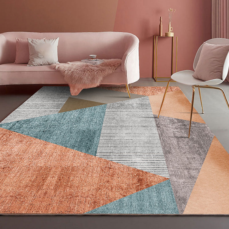 Modern Living Room Rug Multi Colored Geometric Print Area Carpet Cotton Blend Non-Slip Rug Gray-Orange Clearhalo 'Area Rug' 'Modern' 'Rugs' Rug' 2226379