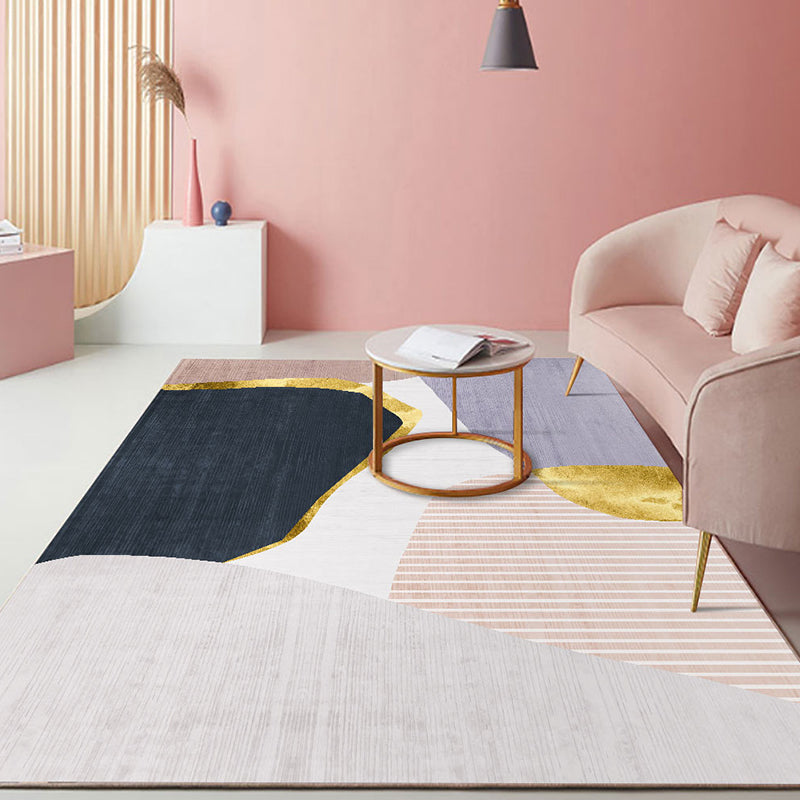 Modern Living Room Rug Multi Colored Geometric Print Area Carpet Cotton Blend Non-Slip Rug Gray-Black Clearhalo 'Area Rug' 'Modern' 'Rugs' Rug' 2226381