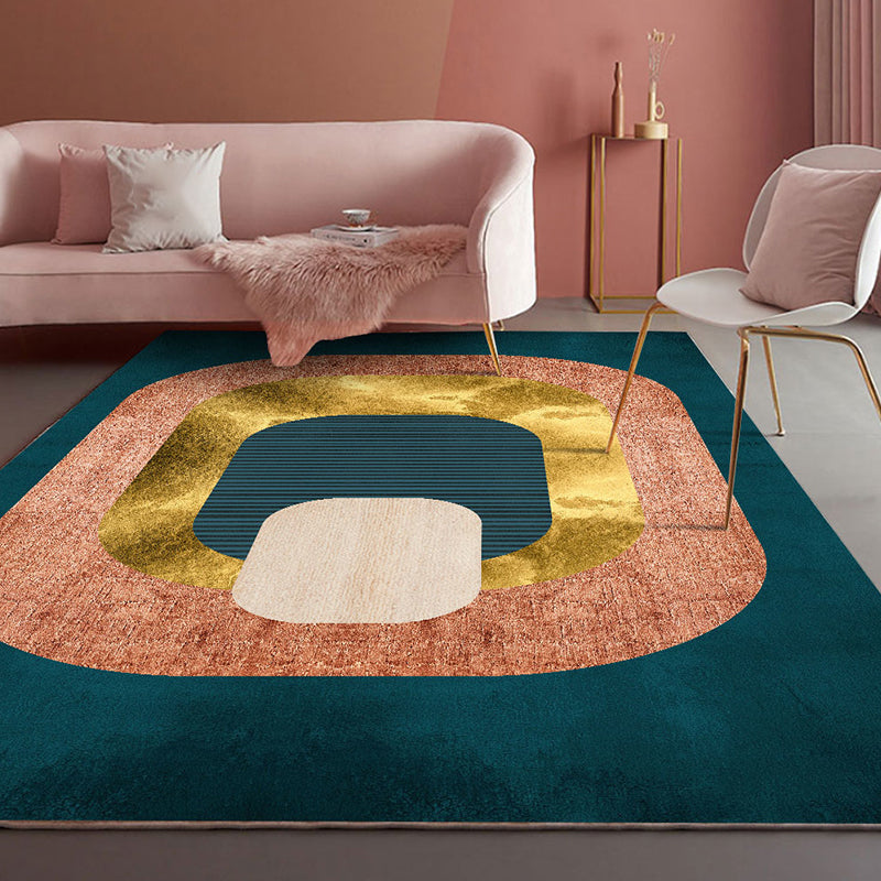 Modern Living Room Rug Multi Colored Geometric Print Area Carpet Cotton Blend Non-Slip Rug Blackish Green Clearhalo 'Area Rug' 'Modern' 'Rugs' Rug' 2226383