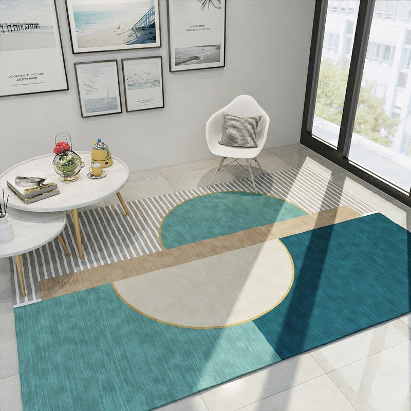Casual Multicolor Geo Rug Cotton Blend Contemporary Area Carpet Pet Friendly Machine Washable Rug for Decoration Blue Clearhalo 'Area Rug' 'Modern' 'Rugs' Rug' 2226390
