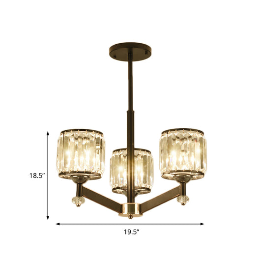 Modernism Starburst Pendant Chandelier Crystal 3/6/8 Lights Hanging Ceiling Light in Black Clearhalo 'Ceiling Lights' 'Chandeliers' 'Glass shade' 'Glass' 'Modern Chandeliers' 'Modern' Lighting' 222640