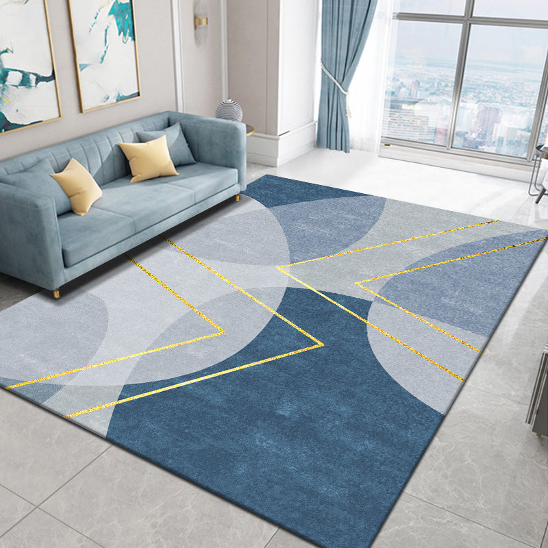 Multi Color Simple Rug Cotton Blend Geo Printed Area Rug Easy Care Anti-Slip Backing Carpet for Decoration Dark Blue Clearhalo 'Area Rug' 'Modern' 'Rugs' Rug' 2226498