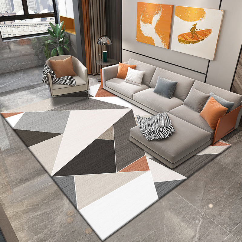 Novelty Parlor Rug Multi Color Geometric Patterned Indoor Rug Cotton Blend Non-Slip Pet Friendly Carpet White-Gray Clearhalo 'Area Rug' 'Modern' 'Rugs' Rug' 2226534