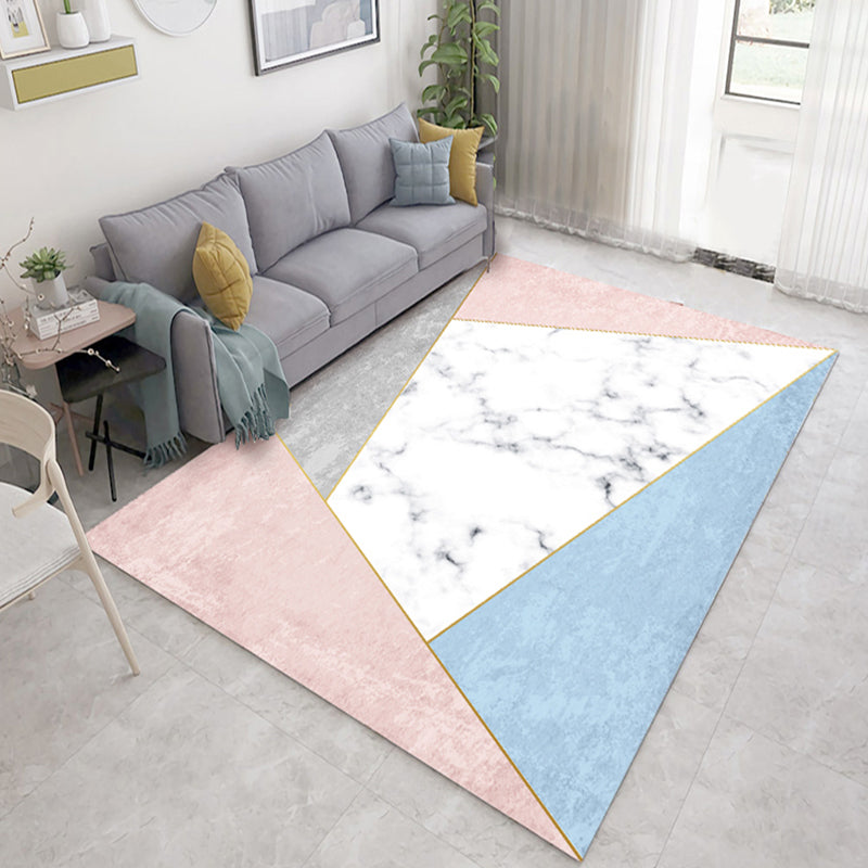 Casual Living Room Rug Multi Color Geometric Print Rug Polypropylene Non-Slip Easy Care Indoor Rug Pink-Blue Clearhalo 'Area Rug' 'Modern' 'Rugs' Rug' 2226659