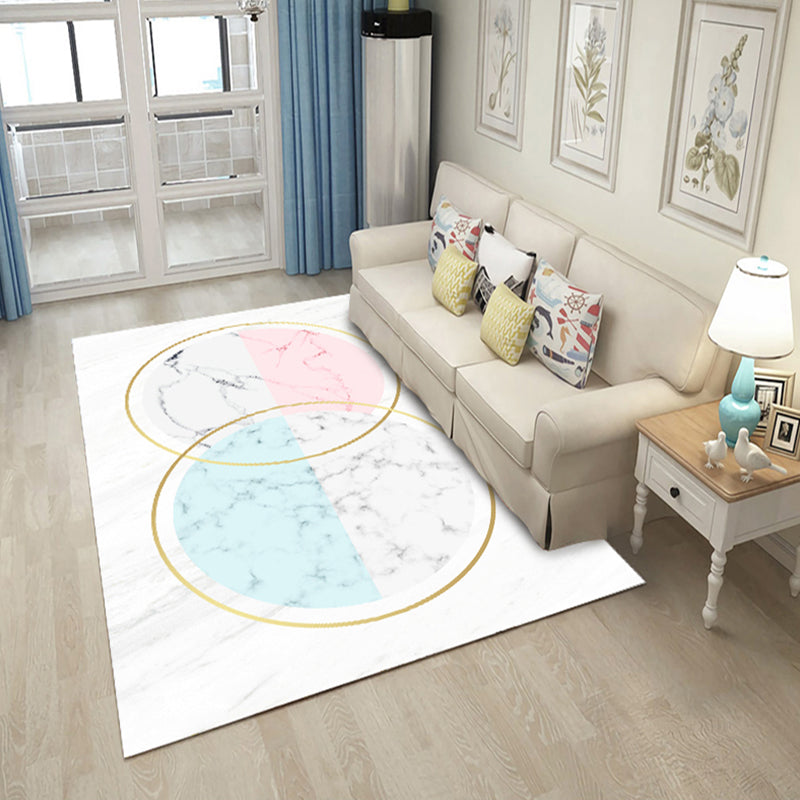 Casual Living Room Rug Multi Color Geometric Print Rug Polypropylene Non-Slip Easy Care Indoor Rug White-Blue Clearhalo 'Area Rug' 'Modern' 'Rugs' Rug' 2226660
