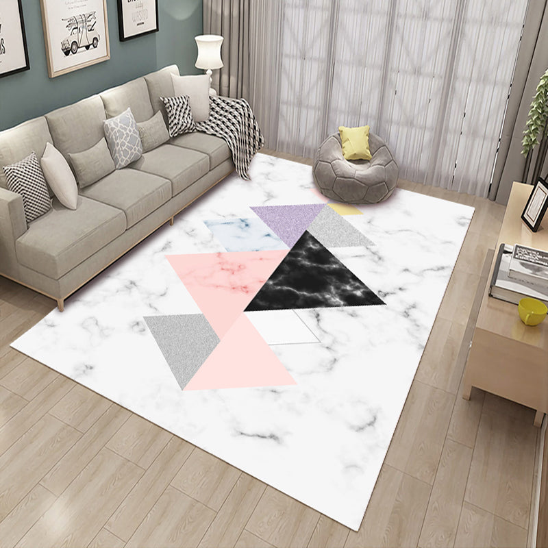 Casual Living Room Rug Multi Color Geometric Print Rug Polypropylene Non-Slip Easy Care Indoor Rug White Clearhalo 'Area Rug' 'Modern' 'Rugs' Rug' 2226662