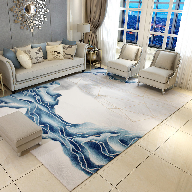 Multi Color Parlor Rug Oriental Stripe Printed Carpet Polypropylene Pet Friendly Stain-Resistant Rug Dark Blue Clearhalo 'Area Rug' 'Modern' 'Rugs' Rug' 2226798