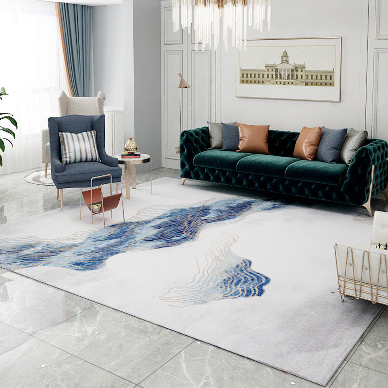 Multi Color Parlor Rug Oriental Stripe Printed Carpet Polypropylene Pet Friendly Stain-Resistant Rug Gray-Blue Clearhalo 'Area Rug' 'Modern' 'Rugs' Rug' 2226803