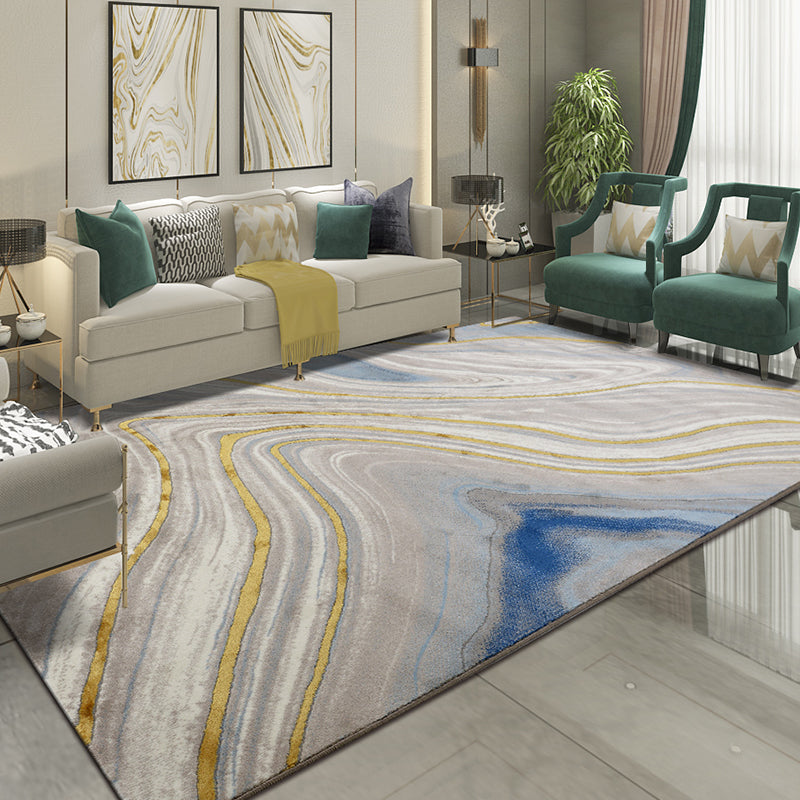 Multi Colored Living Room Rug Nordic Geometric Print Area Rug Polyster Pet Friendly Washable Carpet Blue Clearhalo 'Area Rug' 'Modern' 'Rugs' Rug' 2226816