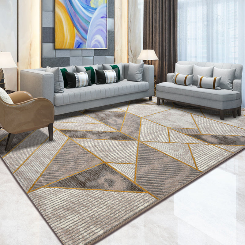 Multi Colored Living Room Rug Nordic Geometric Print Area Rug Polyster Pet Friendly Washable Carpet Khaki Clearhalo 'Area Rug' 'Modern' 'Rugs' Rug' 2226818