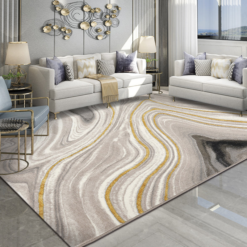 Multi Colored Living Room Rug Nordic Geometric Print Area Rug Polyster Pet Friendly Washable Carpet Light Gold Clearhalo 'Area Rug' 'Modern' 'Rugs' Rug' 2226822