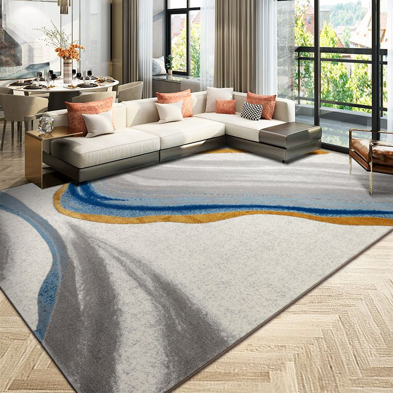 Multi Colored Living Room Rug Nordic Geometric Print Area Rug Polyster Pet Friendly Washable Carpet Gray-Blue Clearhalo 'Area Rug' 'Modern' 'Rugs' Rug' 2226825