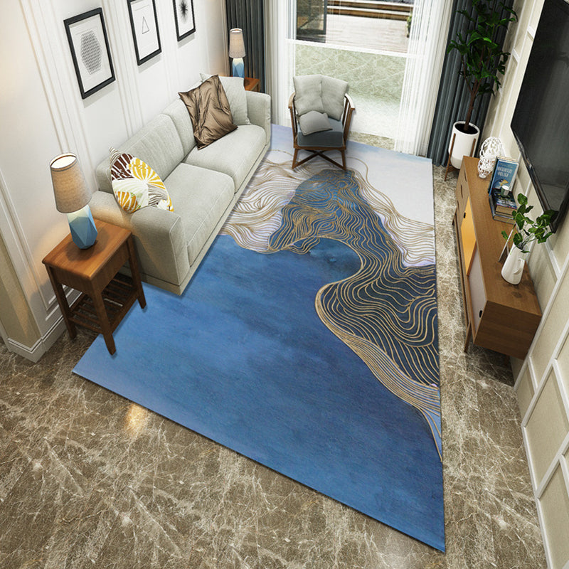 Minimalist Room Rug Multi Colored Oriental Print Area Carpet Polyster Easy Care Machine Washable Indoor Rug Blue Clearhalo 'Area Rug' 'Modern' 'Rugs' Rug' 2226874