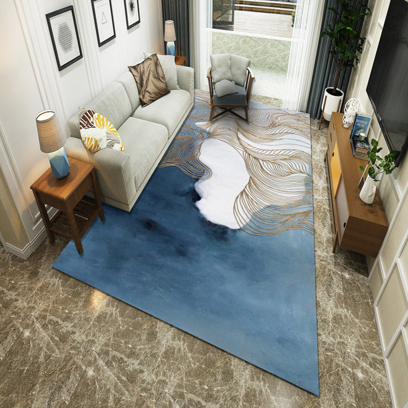 Minimalist Room Rug Multi Colored Oriental Print Area Carpet Polyster Easy Care Machine Washable Indoor Rug Gray-Blue Clearhalo 'Area Rug' 'Modern' 'Rugs' Rug' 2226883