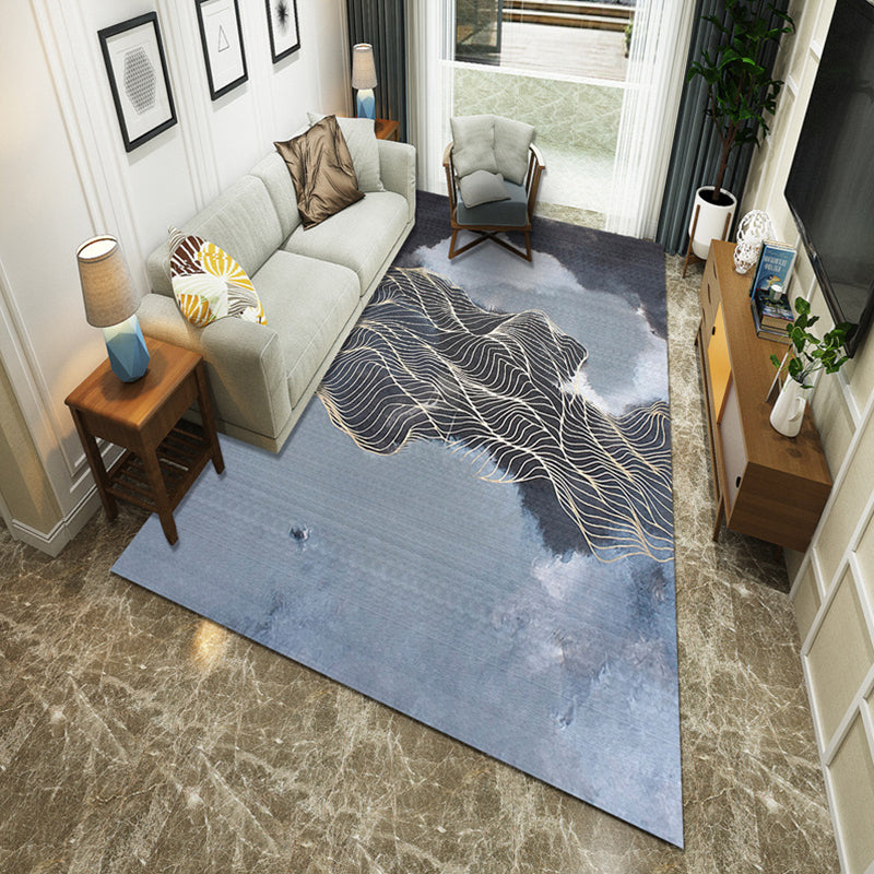 Minimalist Room Rug Multi Colored Oriental Print Area Carpet Polyster Easy Care Machine Washable Indoor Rug Smoke Gray Clearhalo 'Area Rug' 'Modern' 'Rugs' Rug' 2226892