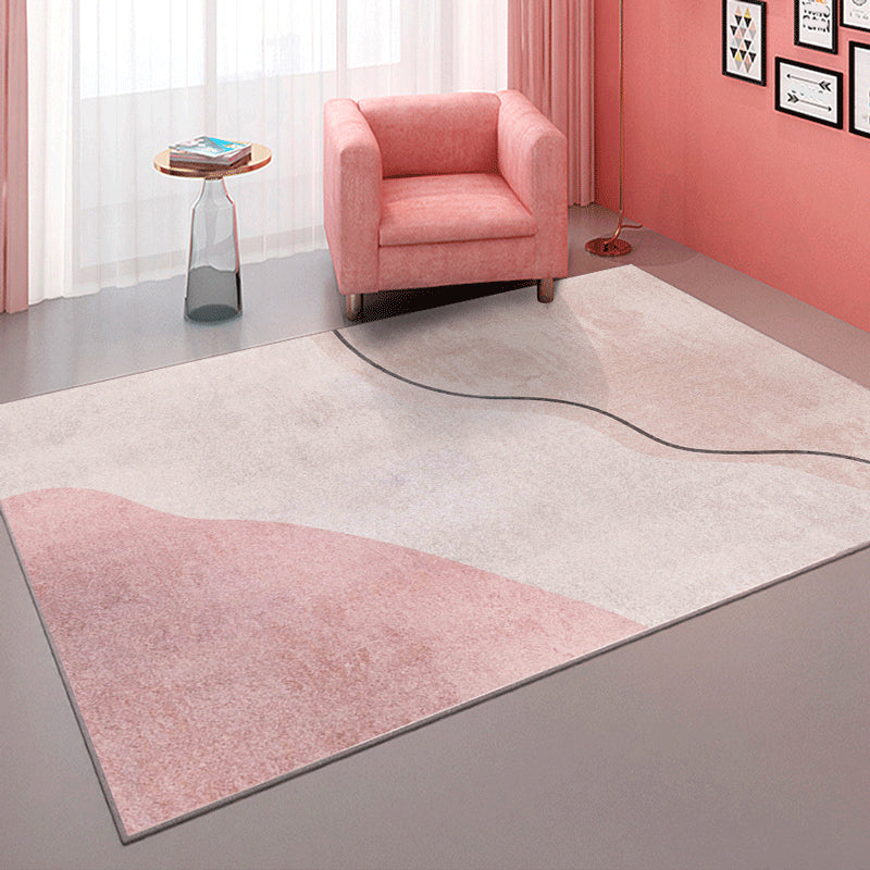 Multicolor Modern Rug Polypropylene Color Block Carpet Machine Washable Stain-Resistant Rug for Decor Pink Clearhalo 'Area Rug' 'Modern' 'Rugs' Rug' 2226918