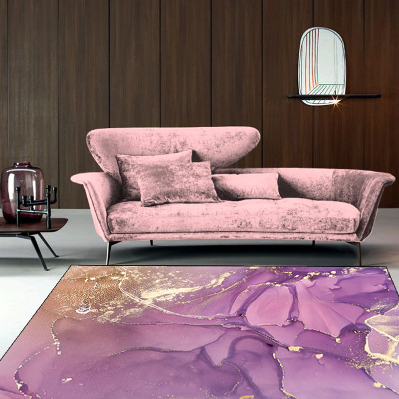 Casual Multi Color Floral Rug Synthetics Comfort Indoor Rug Pet Friendly Machine Washable Carpet for Living Room Purple Clearhalo 'Area Rug' 'Modern' 'Rugs' Rug' 2226943