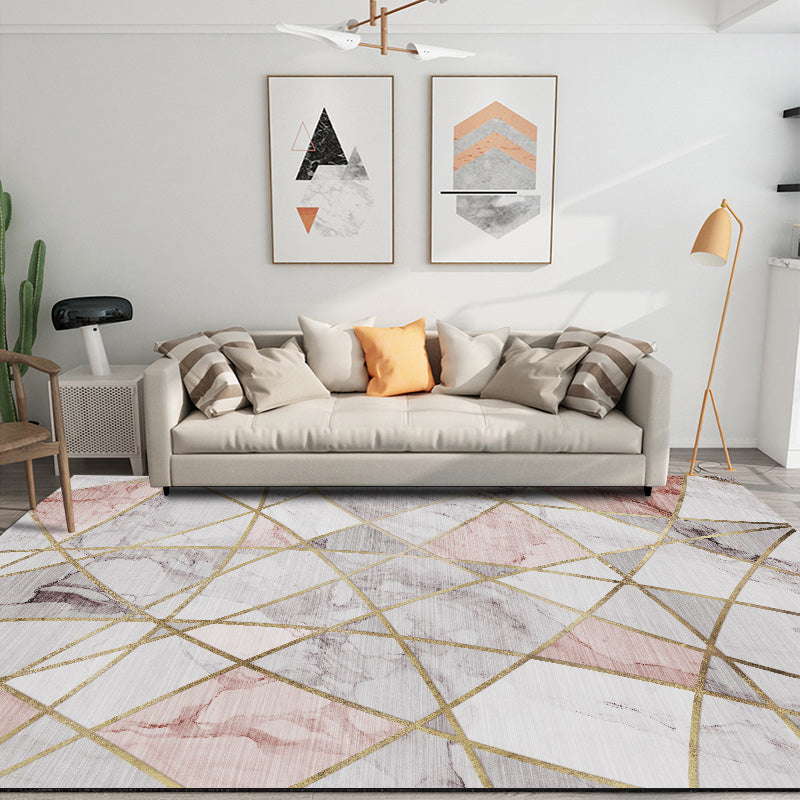 Modern Bedroom Rug Multi Color Abstract Print Area Rug Synthetics Anti-Slip Backing Machine Washable Carpet Pink Clearhalo 'Area Rug' 'Modern' 'Rugs' Rug' 2227016