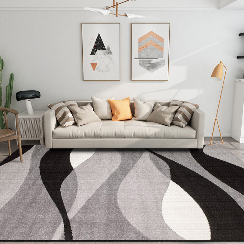Modern Bedroom Rug Multi Color Abstract Print Area Rug Synthetics Anti-Slip Backing Machine Washable Carpet Black Gray-White Clearhalo 'Area Rug' 'Modern' 'Rugs' Rug' 2227020