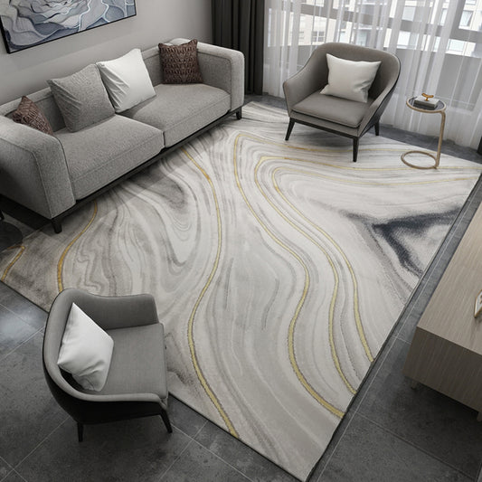 Minimalist Living Room Rug Multi-Color Oriental Pattern Area Carpet Synthetics Pet Friendly Easy Care Rug Light Gray-White