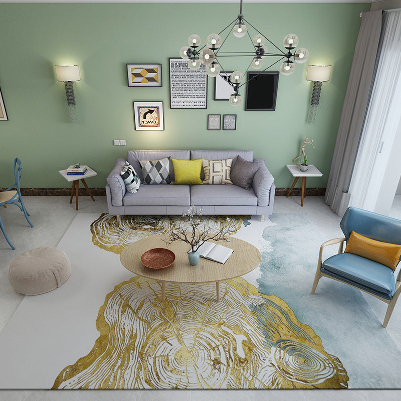 Multi Color Natural Rug Polypropylene Abstract Print Carpet Easy Care Machine Washable Rug for Room Yellow-White Clearhalo 'Area Rug' 'Modern' 'Rugs' Rug' 2227072