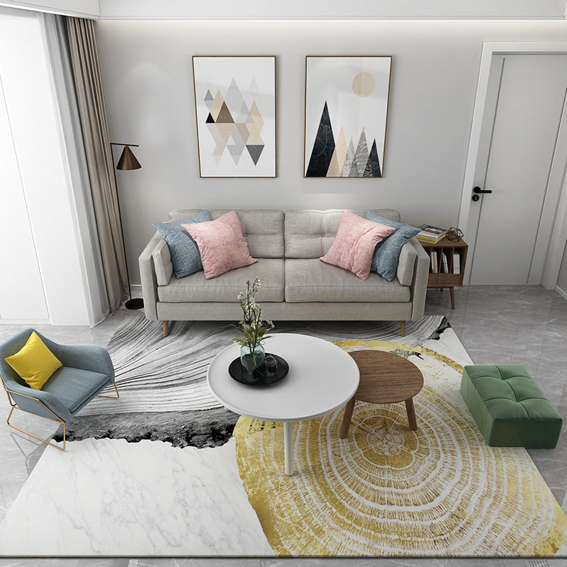 Multi Color Natural Rug Polypropylene Abstract Print Carpet Easy Care Machine Washable Rug for Room Yellow Clearhalo 'Area Rug' 'Modern' 'Rugs' Rug' 2227074