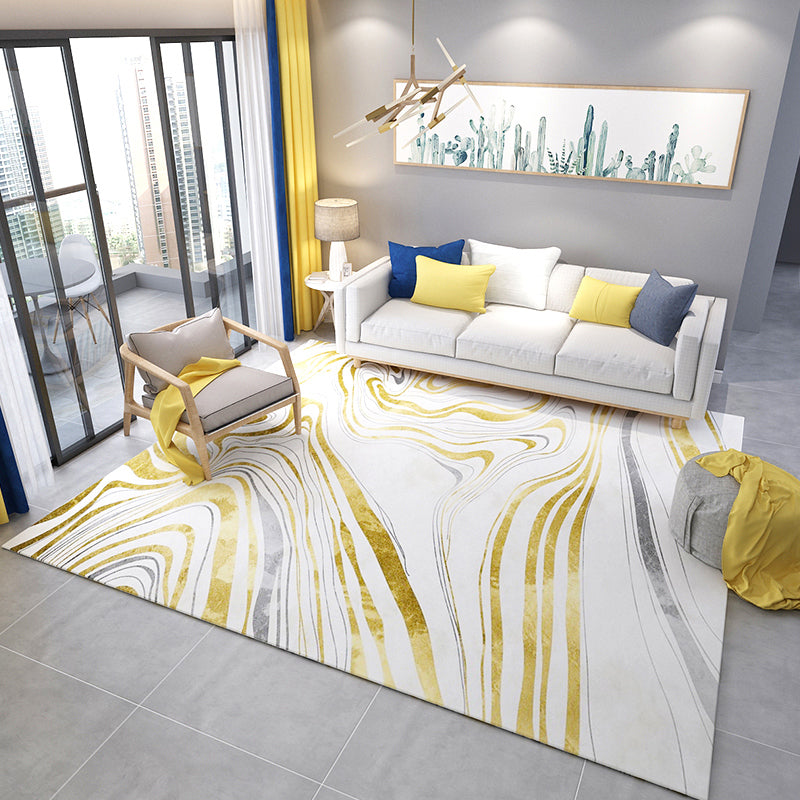 Casual Multi Color Printed Rug Polyster Modern Area Carpet Non-Slip Backing Washable Rug for Bedroom Yellow Clearhalo 'Area Rug' 'Modern' 'Rugs' Rug' 2227084