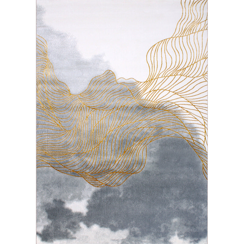 Novelty Striped Rug Multi Colored Rayon Area Carpet Pet Friendly Washable Indoor Rug for Home Decor Dark Gray-Yellow 5'3" x 7'7" Clearhalo 'Area Rug' 'Modern' 'Rugs' Rug' 2227117