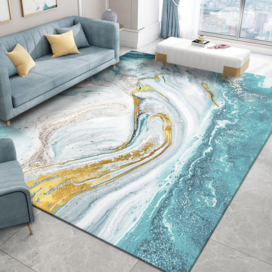 Blue Geography Rug Polyster Nordic Area Rug Non-Slip Backing Pet Friendly Carpet for Decoration Clearhalo 'Area Rug' 'Modern' 'Rugs' Rug' 2227179