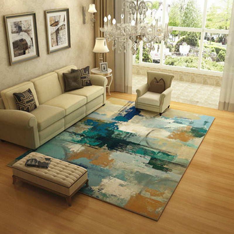 Modern Home Decor Rug Multi Color Abstract Print Area Carpet Synthetics Non-Slip Backing Pet Friendly Rug Aqua Clearhalo 'Area Rug' 'Modern' 'Rugs' Rug' 2227198