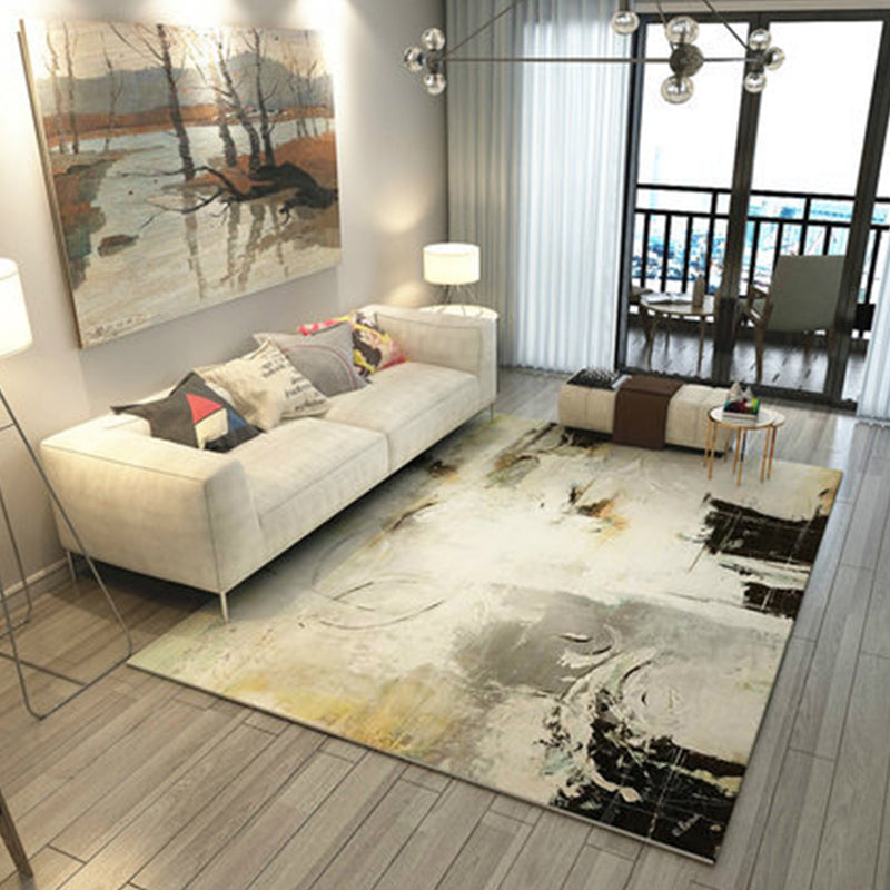 Modern Home Decor Rug Multi Color Abstract Print Area Carpet Synthetics Non-Slip Backing Pet Friendly Rug Light Gray-White Clearhalo 'Area Rug' 'Modern' 'Rugs' Rug' 2227201