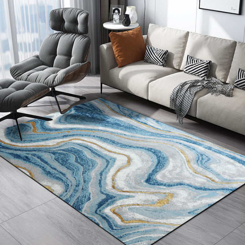 Multi Colored Abstract Rug Polypropylene Chinese Carpet Easy Care Pet Friendly Washable Indoor Rug for Decor Blue Clearhalo 'Area Rug' 'Modern' 'Rugs' Rug' 2227255