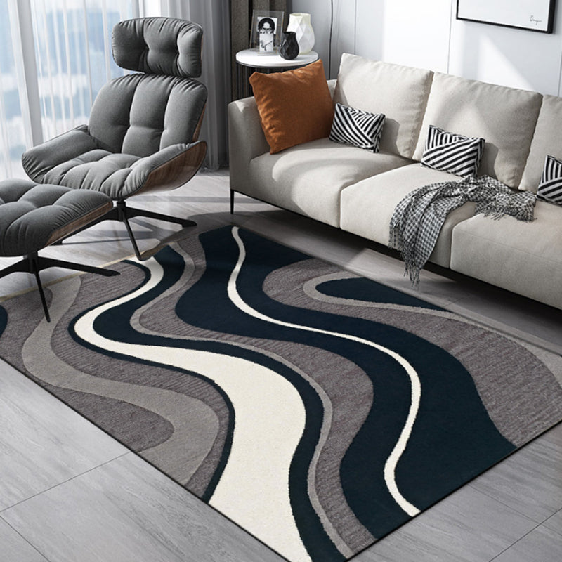 Multi Colored Abstract Rug Polypropylene Chinese Carpet Easy Care Pet Friendly Washable Indoor Rug for Decor Gray-White Clearhalo 'Area Rug' 'Modern' 'Rugs' Rug' 2227262