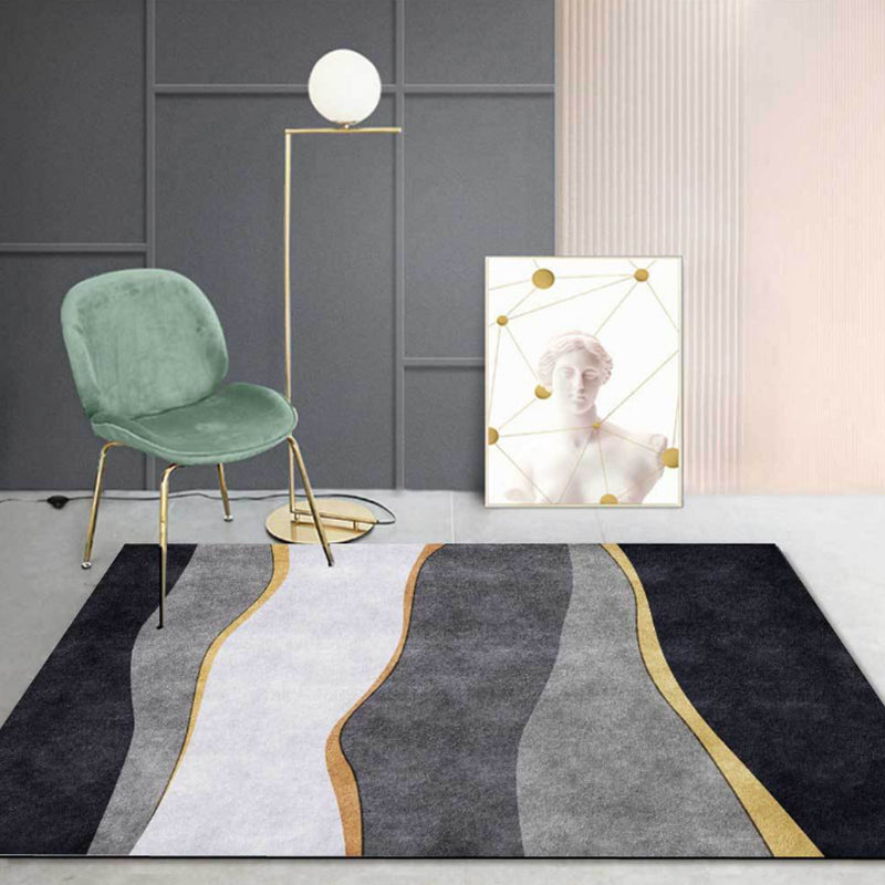 Multi Colored Abstract Rug Polypropylene Chinese Carpet Easy Care Pet Friendly Washable Indoor Rug for Decor Light Gray-Black Clearhalo 'Area Rug' 'Modern' 'Rugs' Rug' 2227263