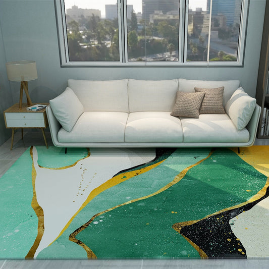 Oriental Bedroom Rug Multi Color Abstract Print Carpet Polyster Easy Care Machine Washable Rug Green-White Clearhalo 'Area Rug' 'Modern' 'Rugs' Rug' 2227271