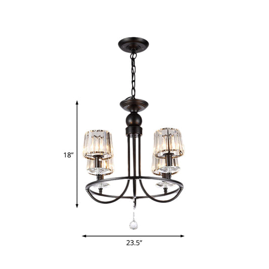 4/6/8 Lights Circle Hanging Chandelier Contemporary Crystal Suspension Light in Black for Bedroom Clearhalo 'Ceiling Lights' 'Chandeliers' 'Glass shade' 'Glass' 'Island Lights' 'Modern Chandeliers' 'Modern' Lighting' 222727