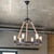 Iron Ring Chandelier Light Antique Restaurant Pendant Light Fixture with Hemp Rope in Matte Black 6 Matte Black Clearhalo 'Cast Iron' 'Ceiling Lights' 'Chandeliers' 'Industrial Chandeliers' 'Industrial' 'Metal' 'Middle Century Chandeliers' 'Rustic Chandeliers' 'Tiffany' Lighting' 2227534