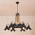 Iron Wheel Chandelier Pendant Light Vintage Restaurant Hanging Light with Hemp Rope in Black Black 34.5" A Clearhalo 'Cast Iron' 'Ceiling Lights' 'Chandeliers' 'Industrial Chandeliers' 'Industrial' 'Metal' 'Middle Century Chandeliers' 'Rustic Chandeliers' 'Tiffany' Lighting' 2227564