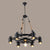 Rustic Wheel Suspension Spotlight Iron Chandelier Light with Hemp Rope Decor in Black 6 Black Clearhalo 'Cast Iron' 'Ceiling Lights' 'Chandeliers' 'Industrial Chandeliers' 'Industrial' 'Metal' 'Middle Century Chandeliers' 'Rustic Chandeliers' 'Tiffany' Lighting' 2227580