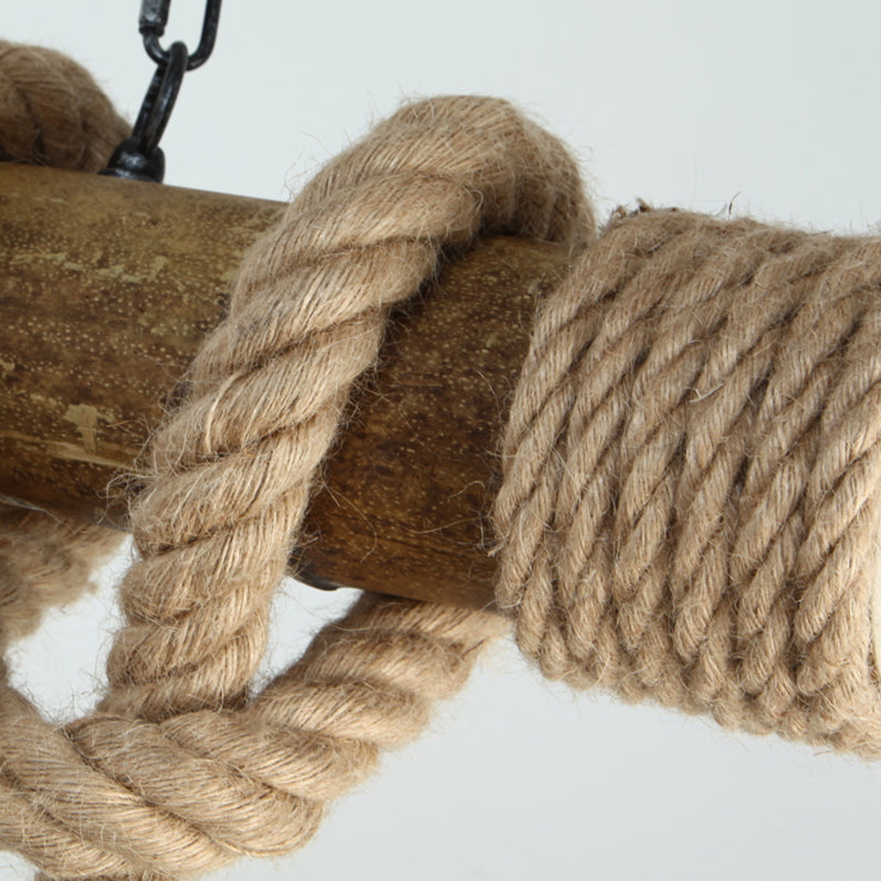 Flaxen 3 Bulbs Suspension Lighting Retro Metallic Birdcage Island Ceiling Light with Hemp Rope Clearhalo 'Ceiling Lights' 'Island Lights' Lighting' 2227697