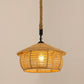 Antique Caged Pendant Light 1-Light Hemp Rope Lighting Pendant in Brown for Restaurant Brown L Clearhalo 'Ceiling Lights' 'Industrial Pendants' 'Industrial' 'Middle Century Pendants' 'Pendant Lights' 'Pendants' 'Tiffany' Lighting' 2227740
