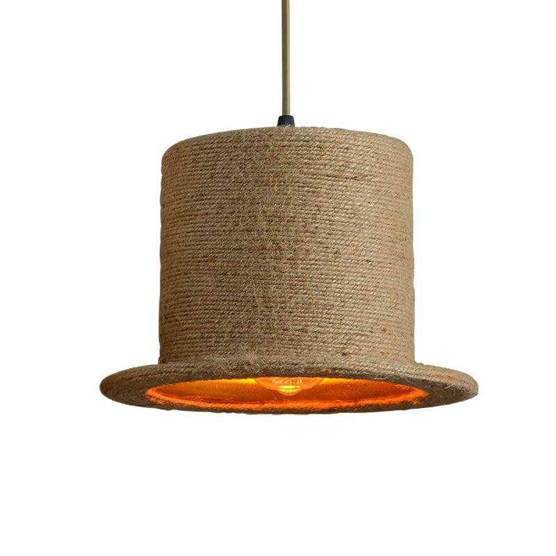 Single Ceiling Light Industrial Style Shaded Hemp Rope Hanging Pendant Light in Brown Brown Clearhalo 'Ceiling Lights' 'Industrial Pendants' 'Industrial' 'Middle Century Pendants' 'Pendant Lights' 'Pendants' 'Tiffany' Lighting' 2227803