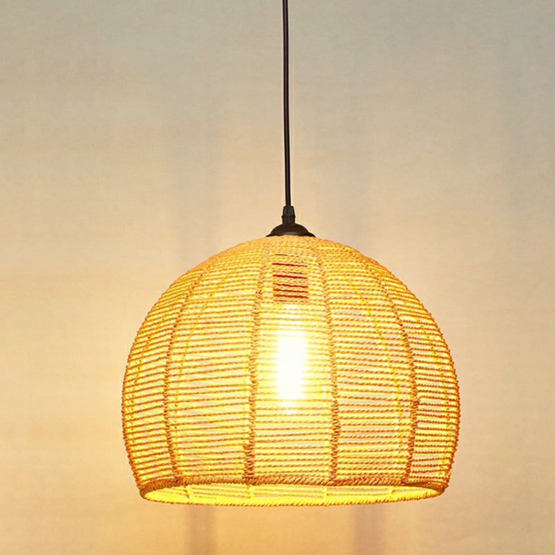 Hemp Rope Shaded Hanging Light Rustic 1 Bulb Restaurant Pendant Light Fixture in Brown Brown D Clearhalo 'Ceiling Lights' 'Lighting' 'Pendant Lights' 2227861_a3cff8de-8701-4f3c-b331-7df205d679ee