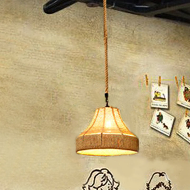 Hemp Rope Shaded Hanging Light Rustic 1 Bulb Restaurant Pendant Light Fixture in Brown Clearhalo 'Ceiling Lights' 'Lighting' 'Pendant Lights' 2227869_35a9f0a6-b934-46c3-8f4a-02dc0dca3bbb