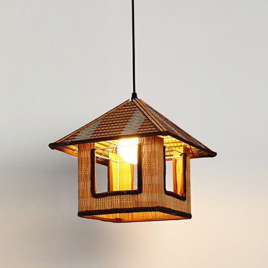 Hemp Rope Shaded Pendant Light Antique 1-Light Restaurant Hanging Light Fixture in Brown Brown A Clearhalo 'Ceiling Lights' 'Industrial Pendants' 'Industrial' 'Middle Century Pendants' 'Pendant Lights' 'Pendants' 'Tiffany' Lighting' 2227924