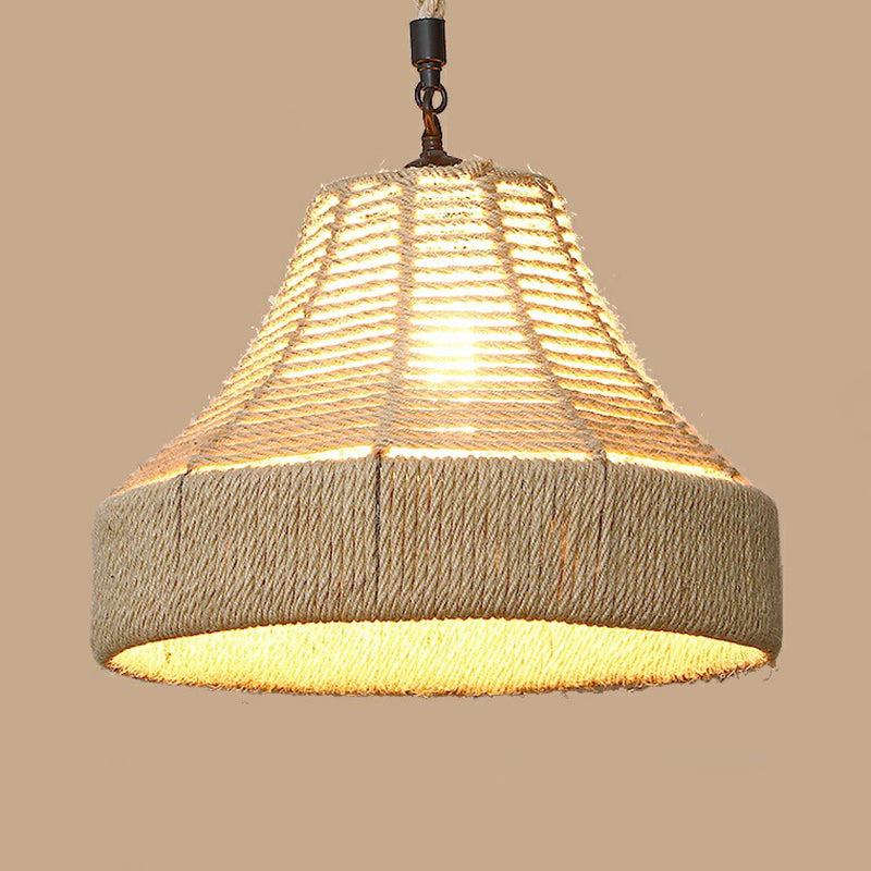 1 Bulb Hanging Light Rustic Style Wrapped Hemp Rope Pendant Light Fixture in Brown Brown G Clearhalo 'Ceiling Lights' 'Lighting' 'Pendant Lights' 2227944_6b9e0a20-c805-423d-9e6d-07591d355486